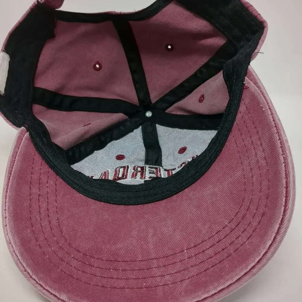 Baseball Cap Red OSFM Amsterdam Since 1275 Slideback Distressed Adjustable Hat